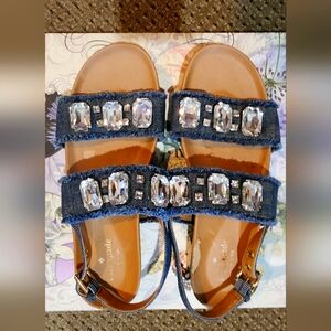 Kate Spade Jeweled Denim Sandals 8M